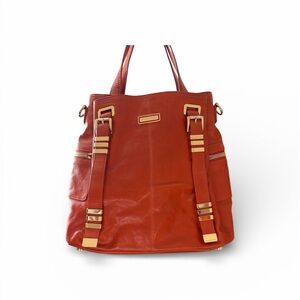 Elegant Orange Leather Tote Bag